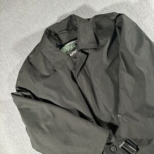 Lauren Ralph Lauren Mens Double Breasted Belted‎ Long Black Trench Coat 46R